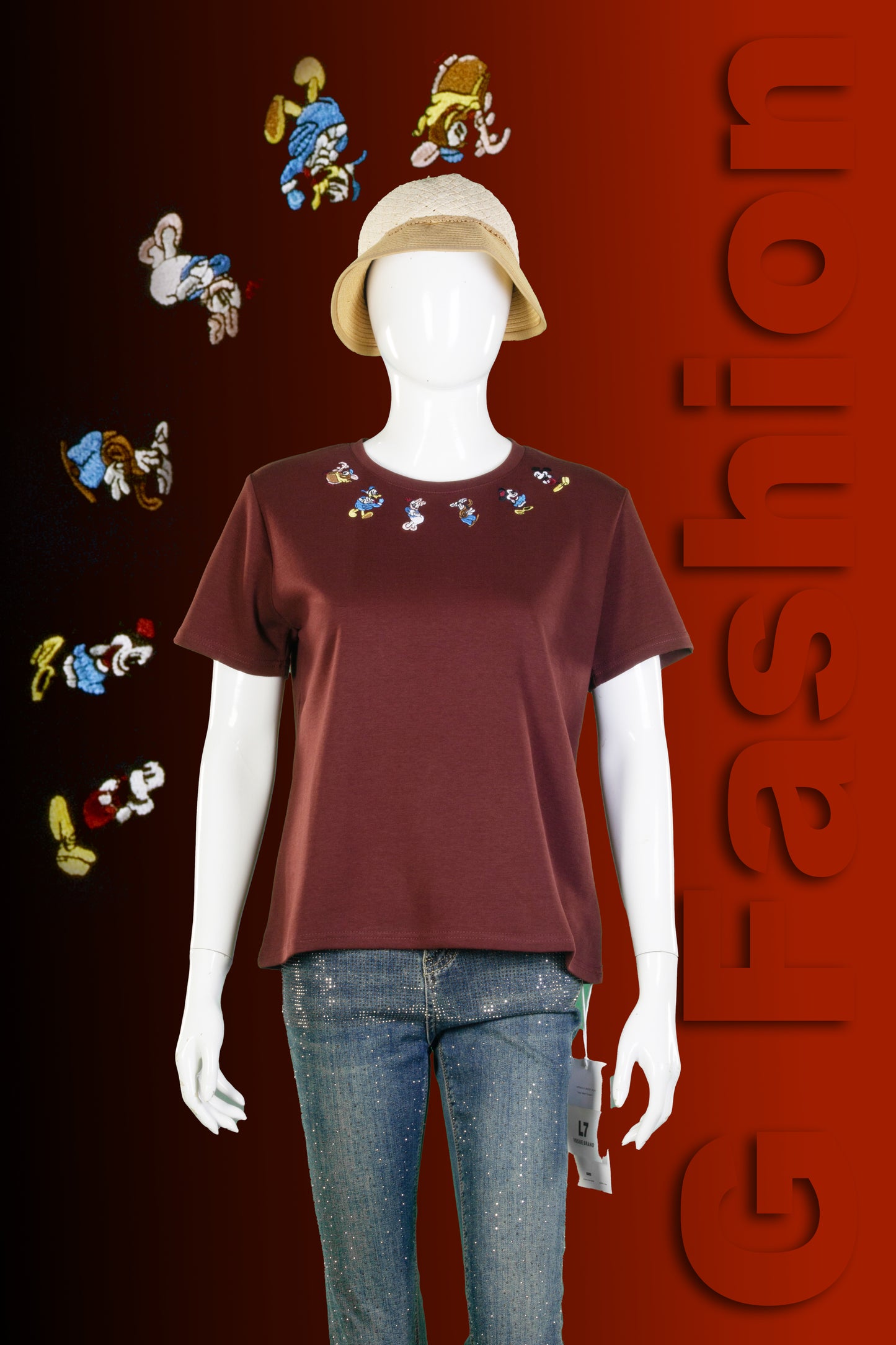T-Shirt Crop Motif Disney Friends Lingkar