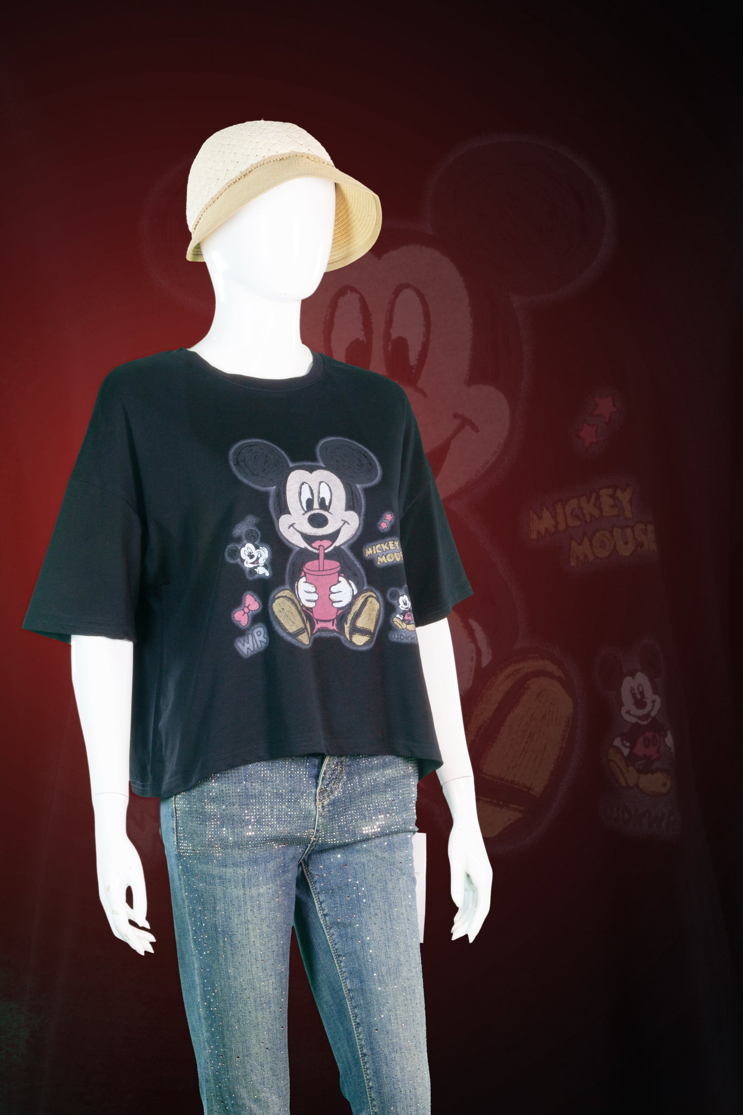 T-Shit Crop Motif Mickey Picnic