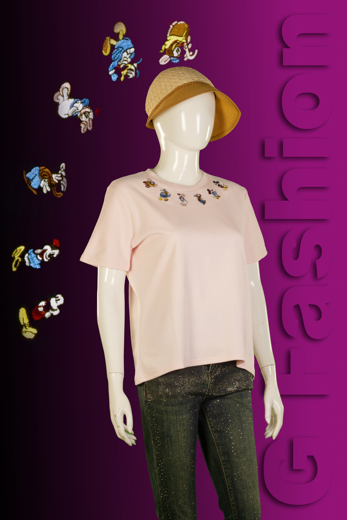 T-Shirt Crop Motif Disney Friends Lingkar