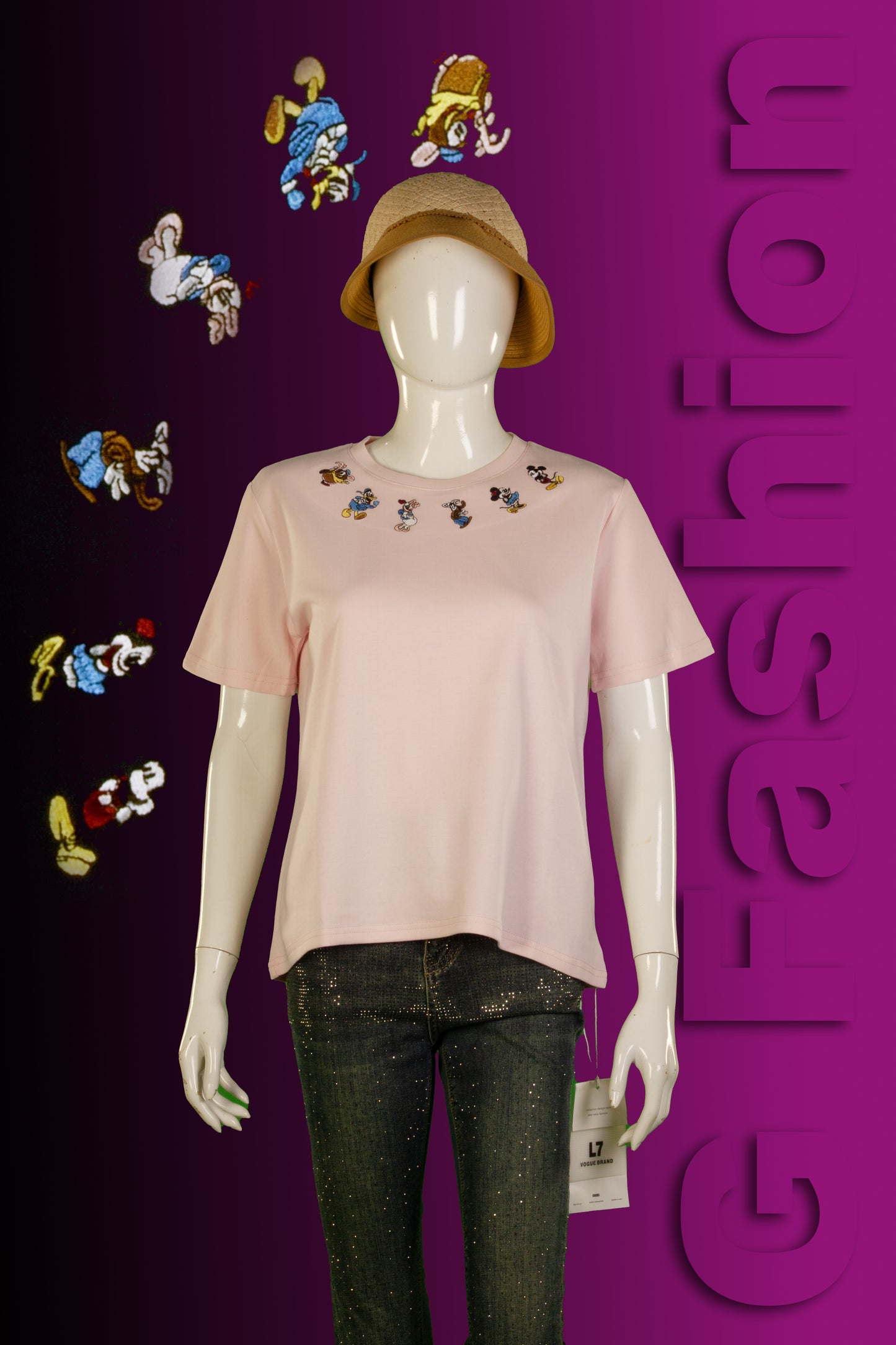 T-Shirt Crop Motif Disney Friends Lingkar
