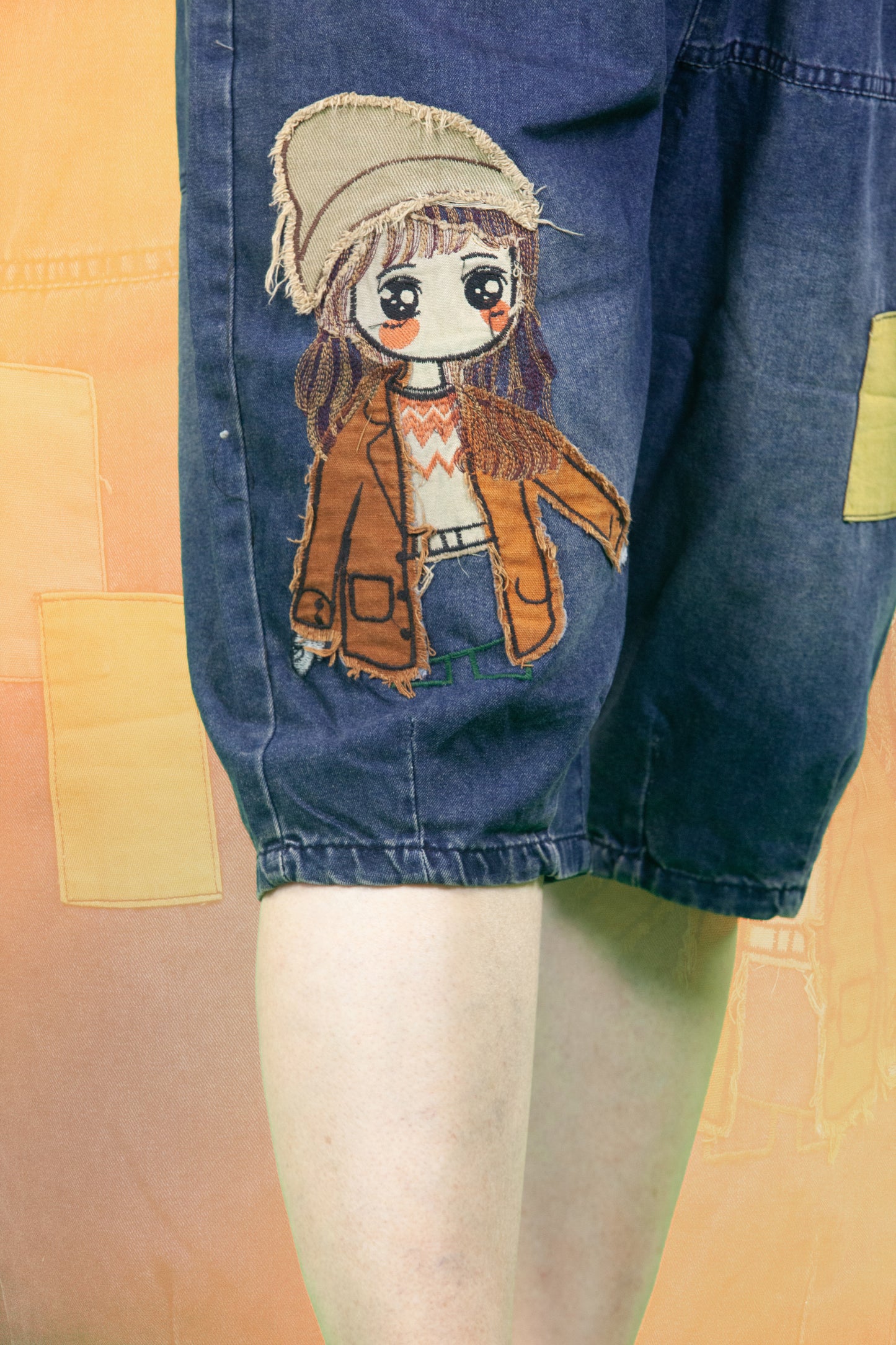 Celana Soft Jeans Motif Girl with Orange Jacket