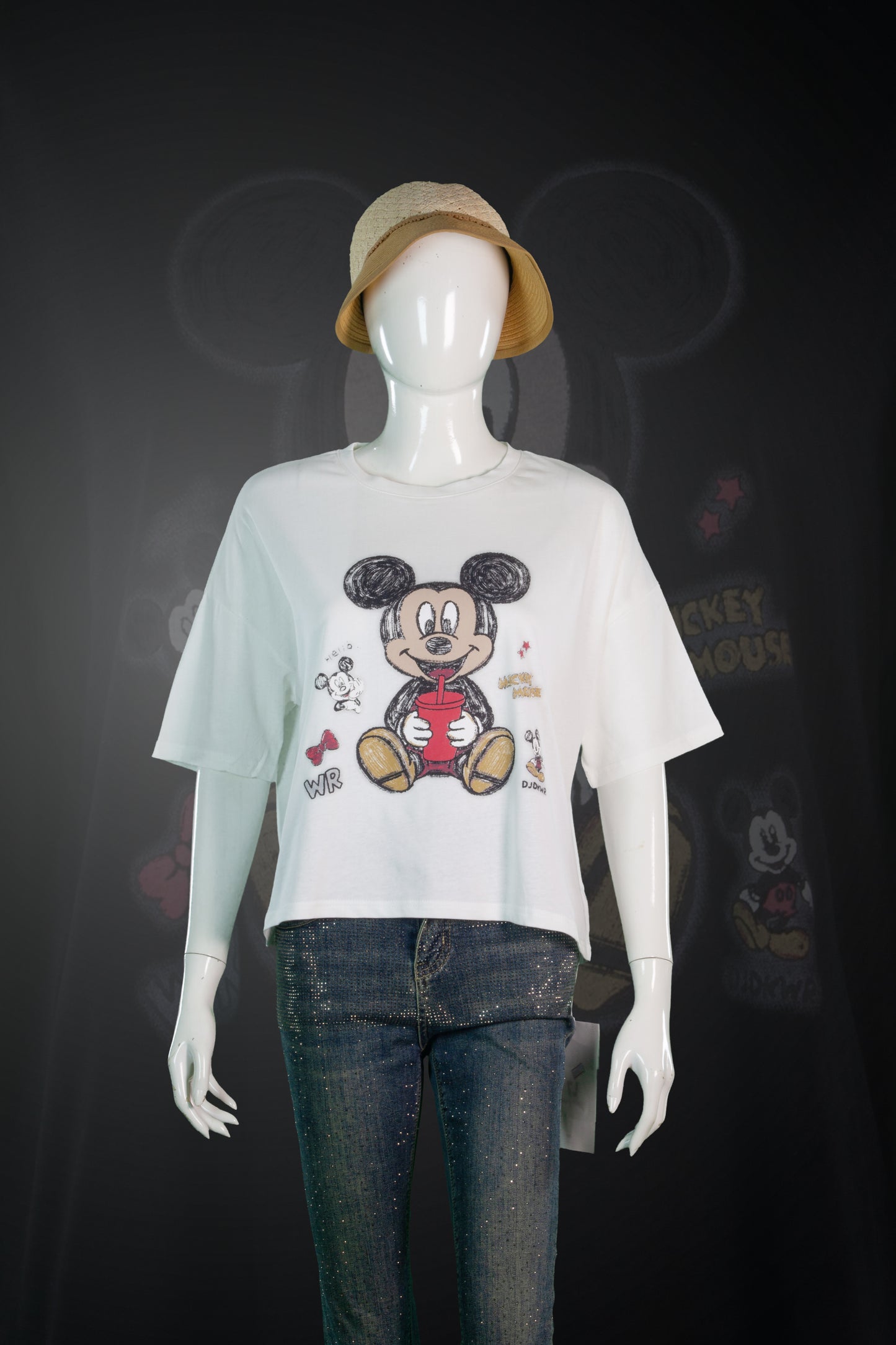 T-Shit Crop Motif Mickey Picnic