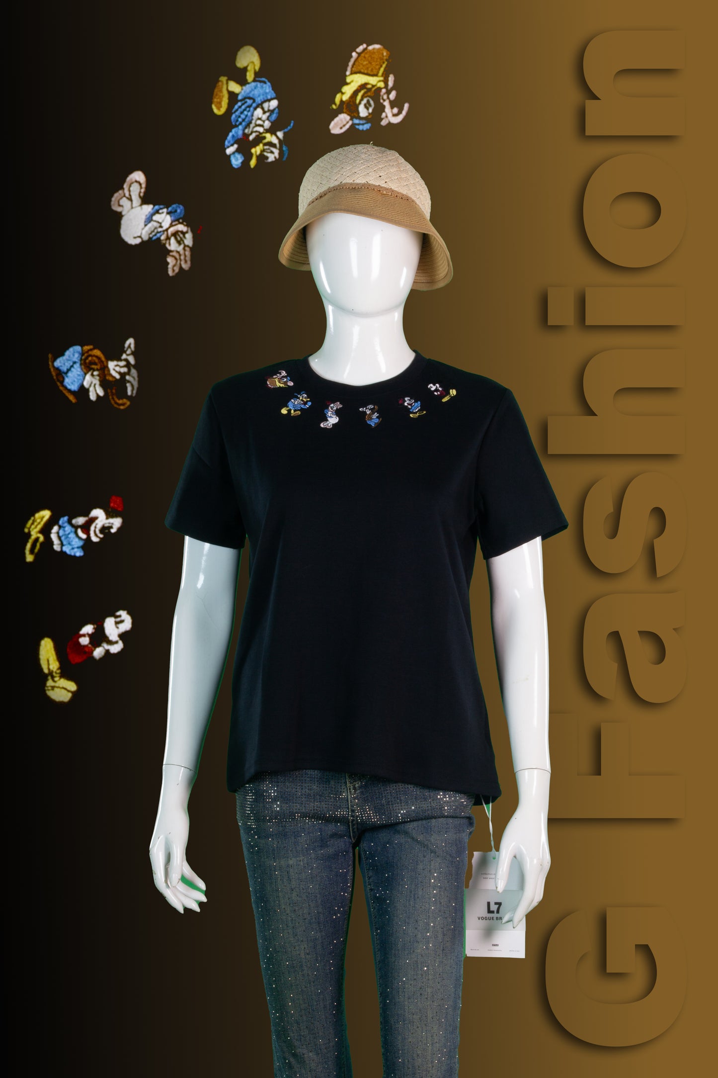 T-Shirt Crop Motif Disney Friends Lingkar