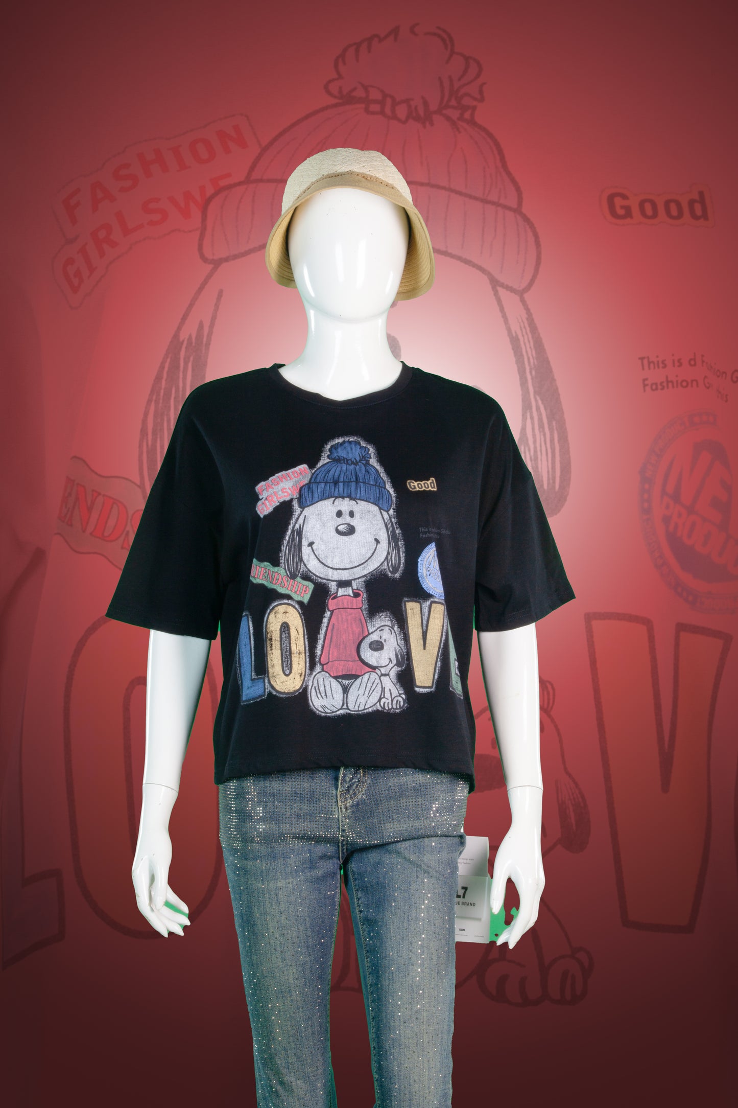 T-Shirt Crop Motif Snoopy Love