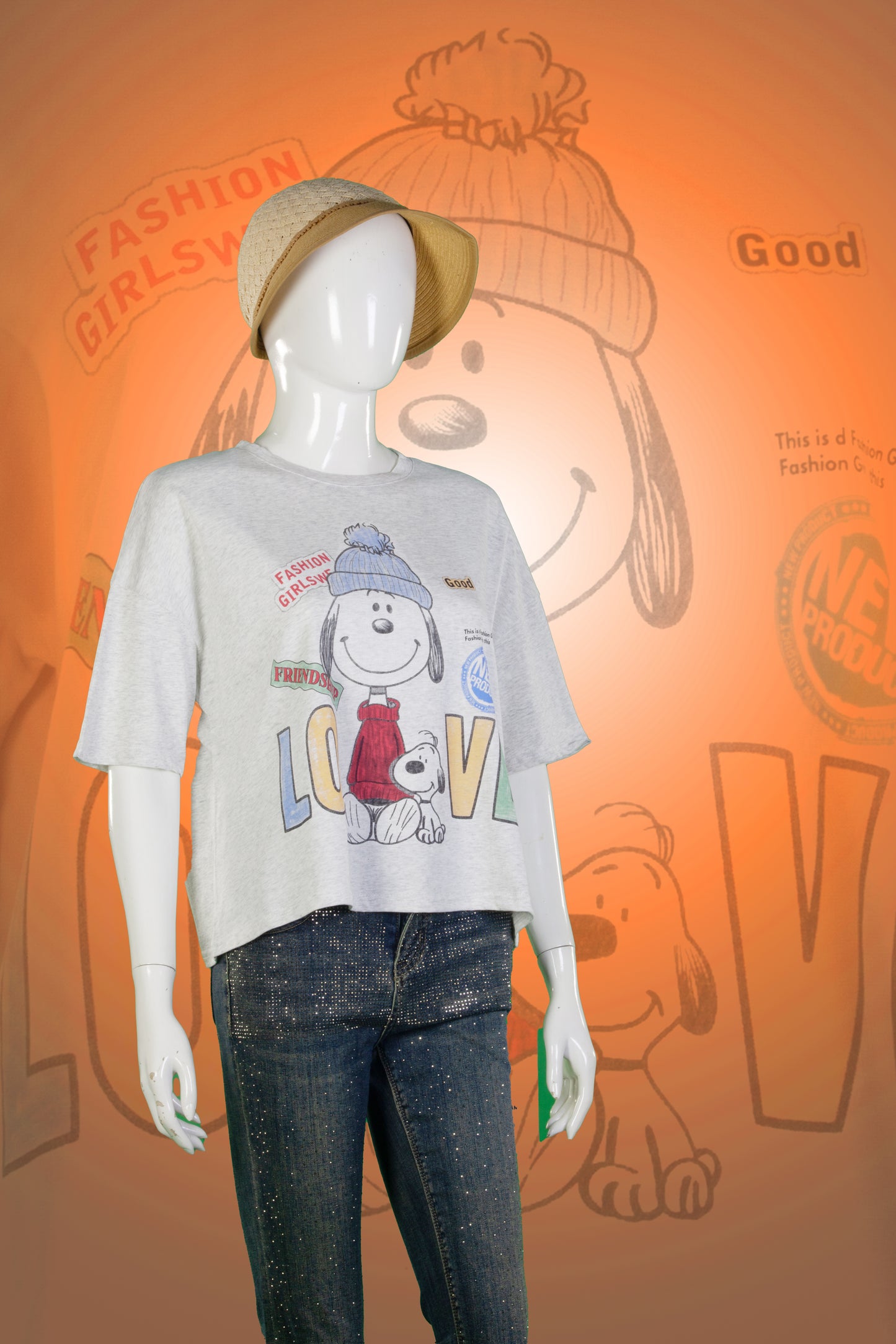 T-Shirt Crop Motif Snoopy Love