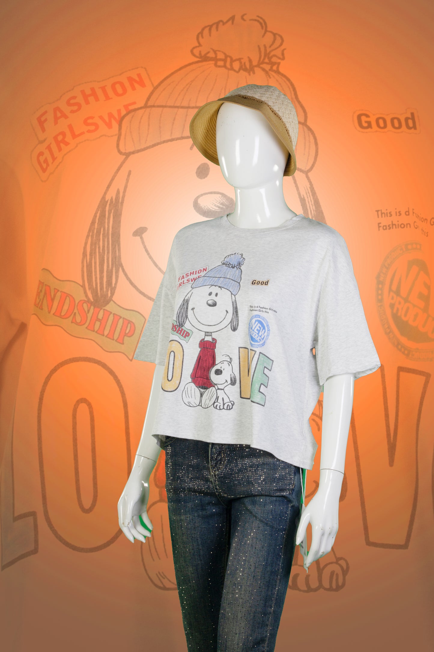T-Shirt Crop Motif Snoopy Love