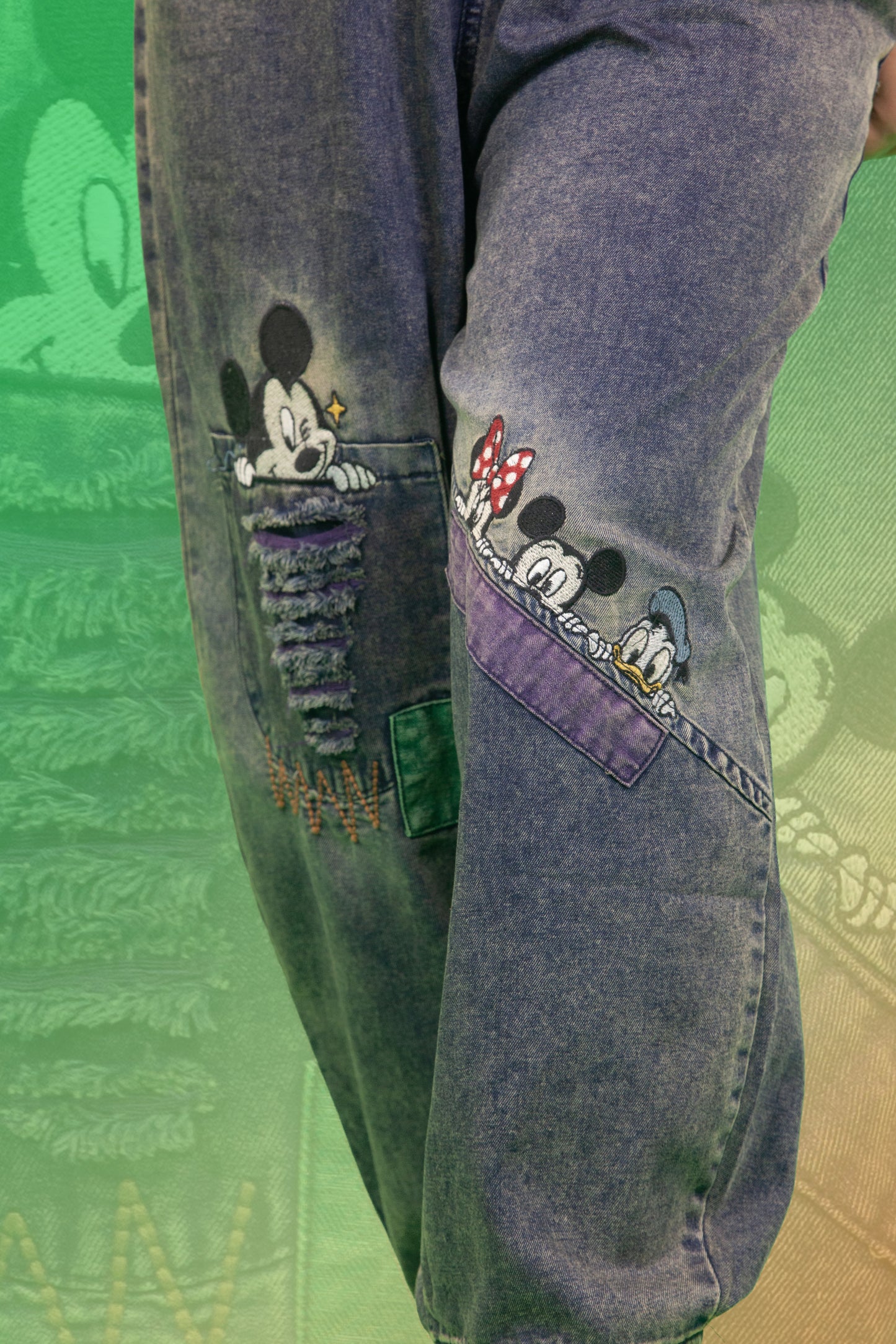 Celana Soft Jeans Motif Mickey, Minnie and Donal