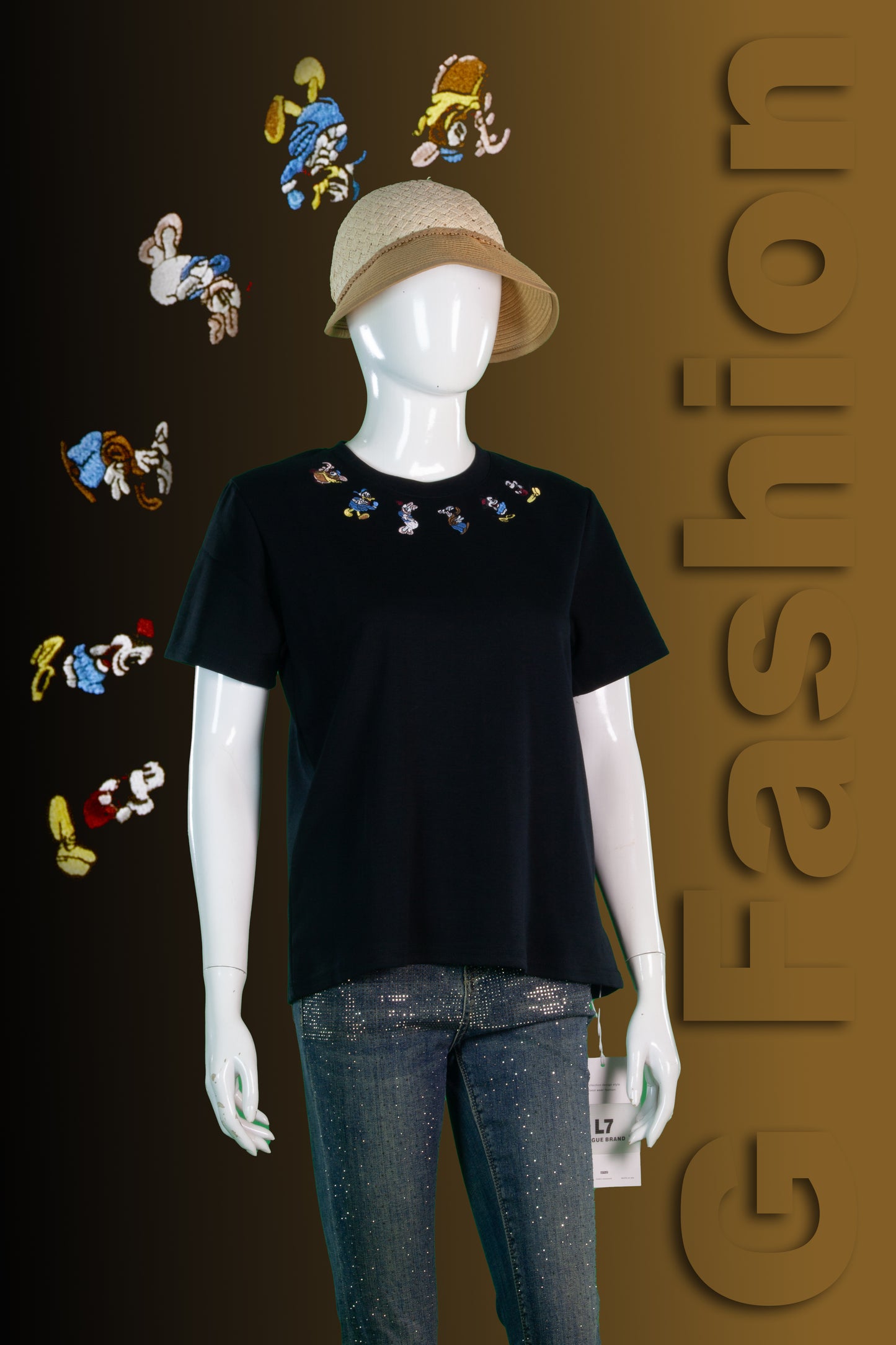 T-Shirt Crop Motif Disney Friends Lingkar