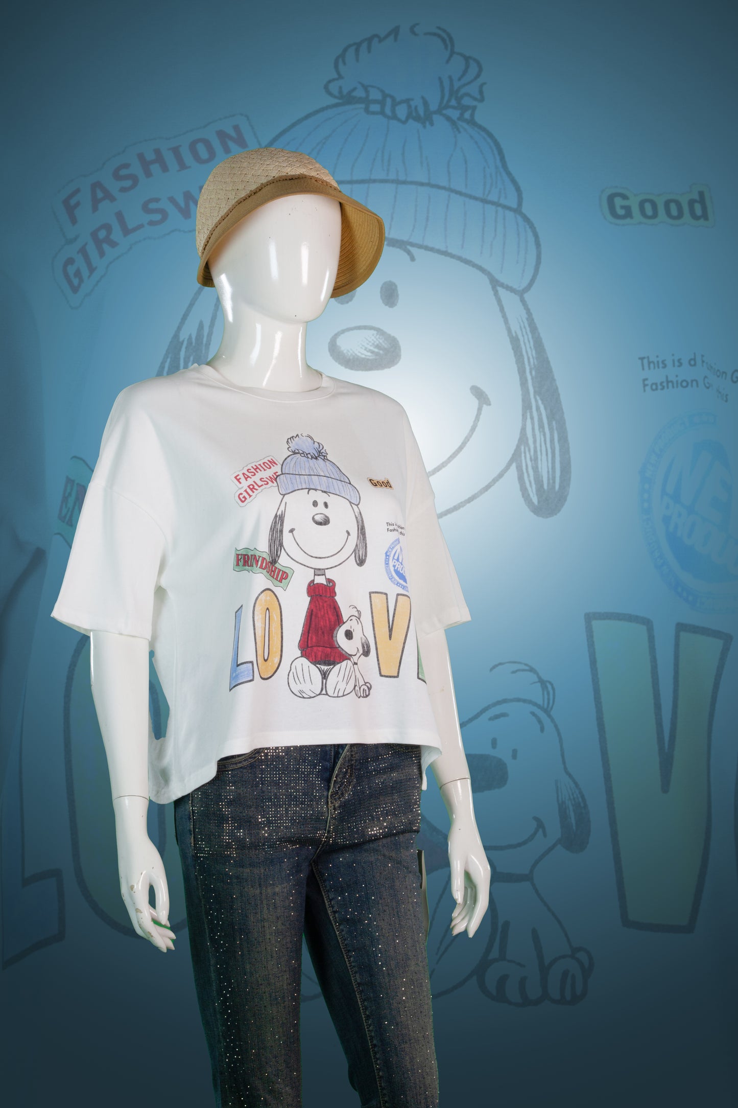 T-Shirt Crop Motif Snoopy Love