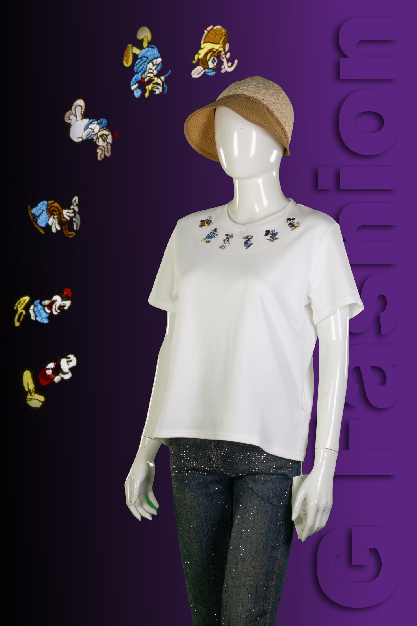 T-Shirt Crop Motif Disney Friends Lingkar