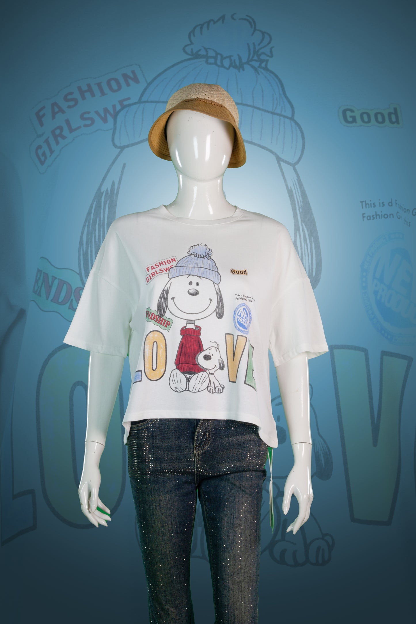 T-Shirt Crop Motif Snoopy Love