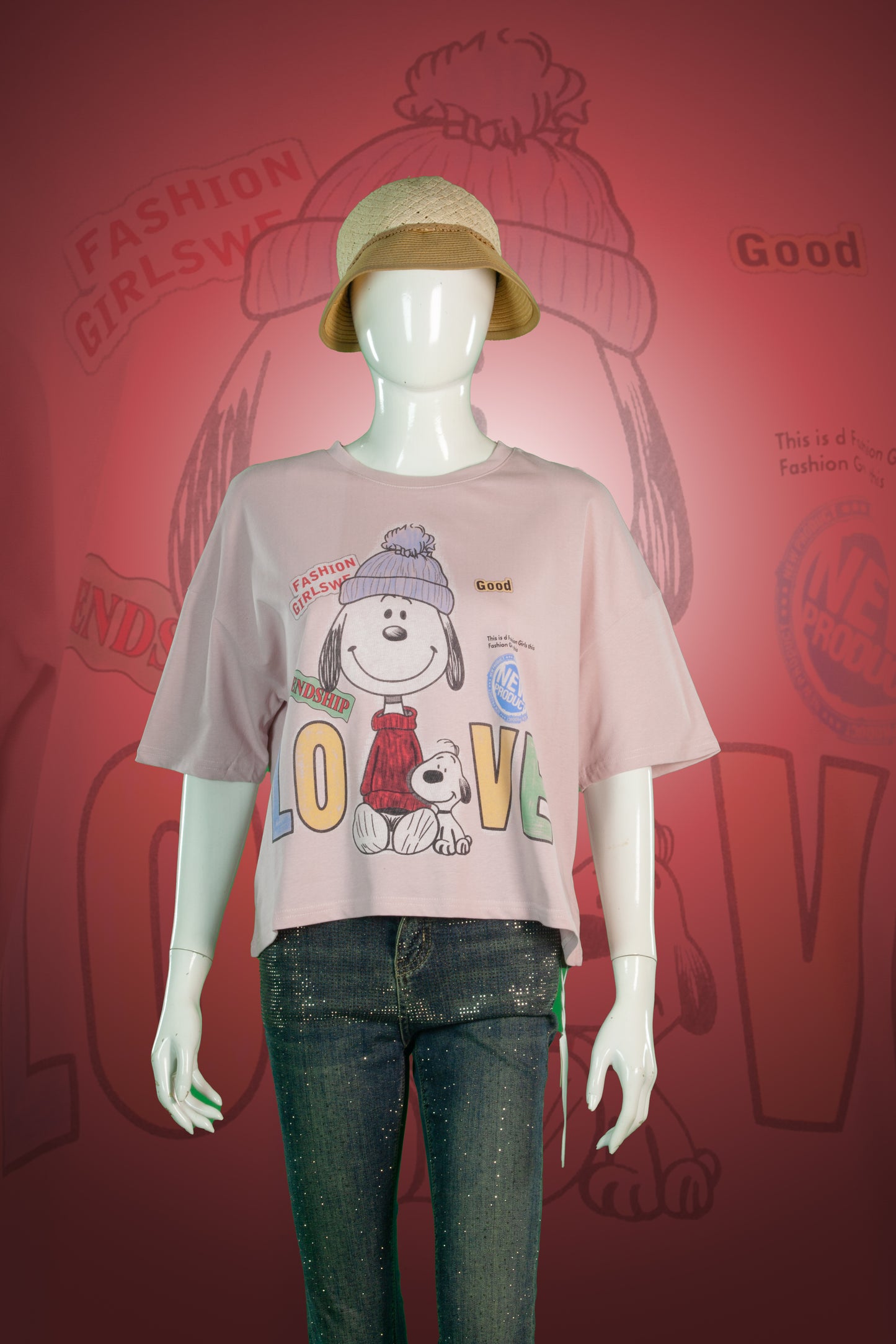 T-Shirt Crop Motif Snoopy Love