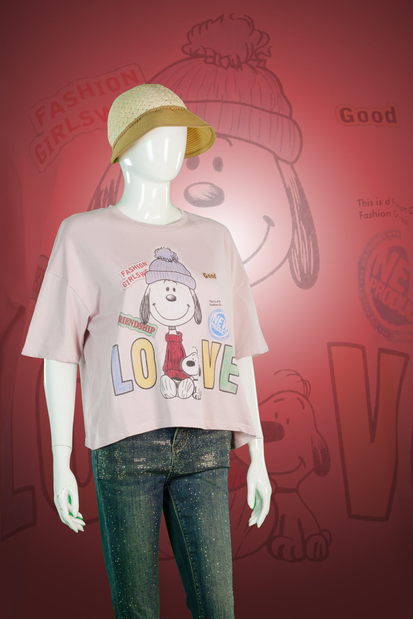 T-Shirt Crop Motif Snoopy Love