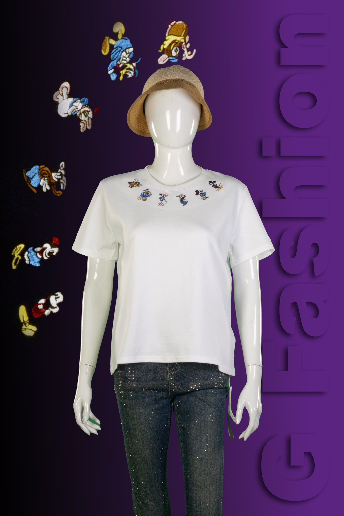 T-Shirt Crop Motif Disney Friends Lingkar