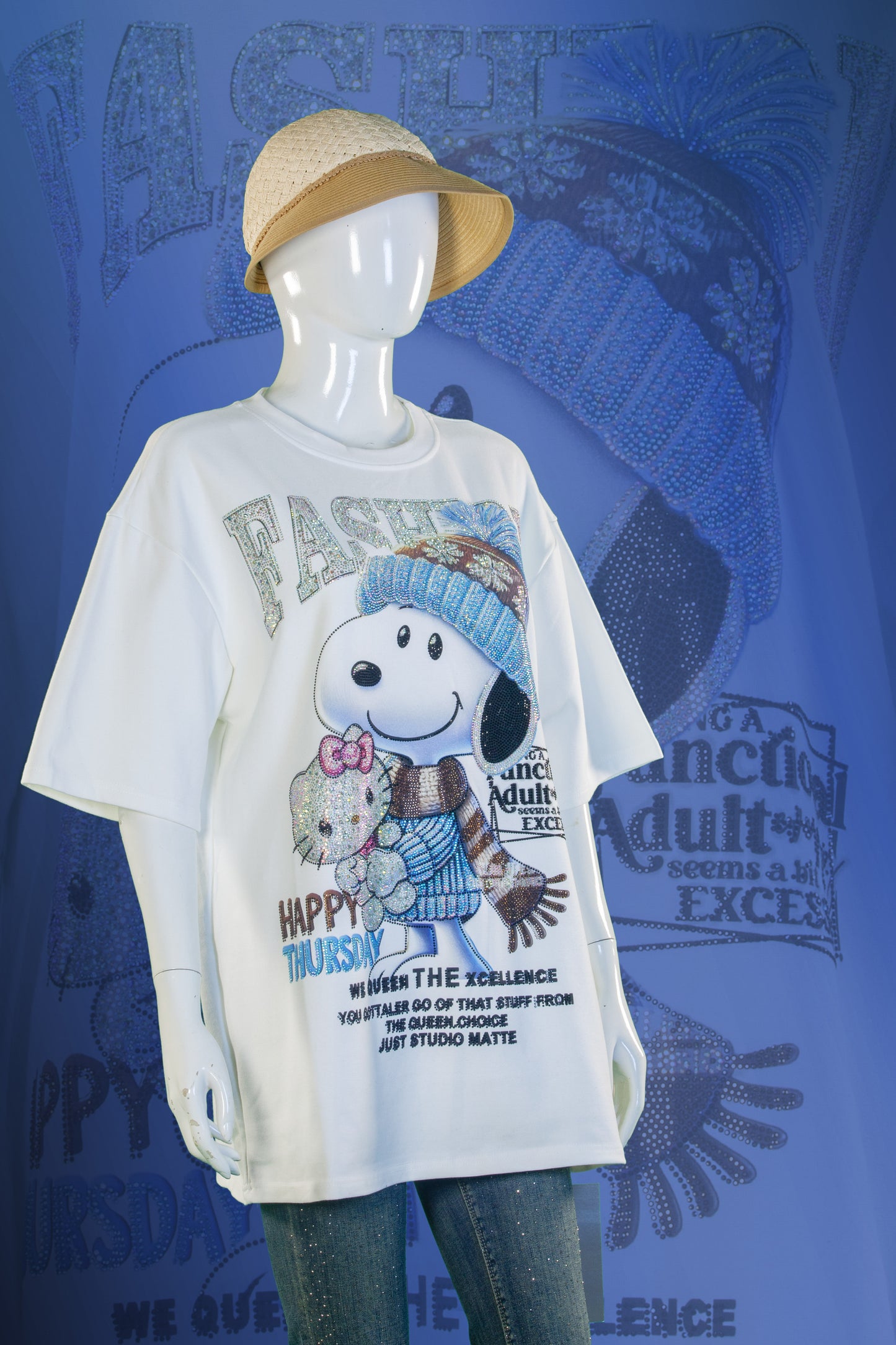 T-Shirt Premium Motif Snoopy & Hello Kitty Fashion