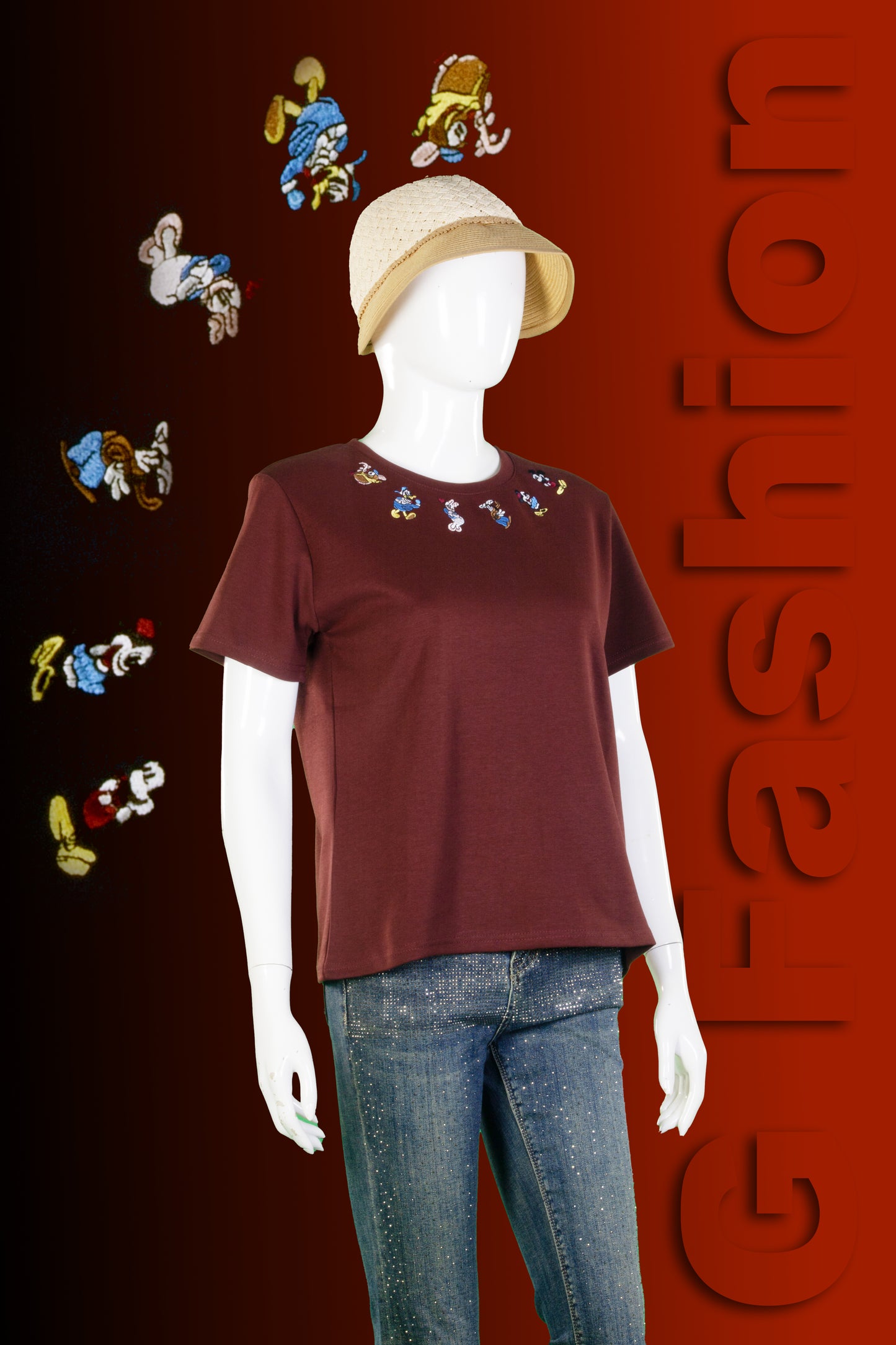T-Shirt Crop Motif Disney Friends Lingkar