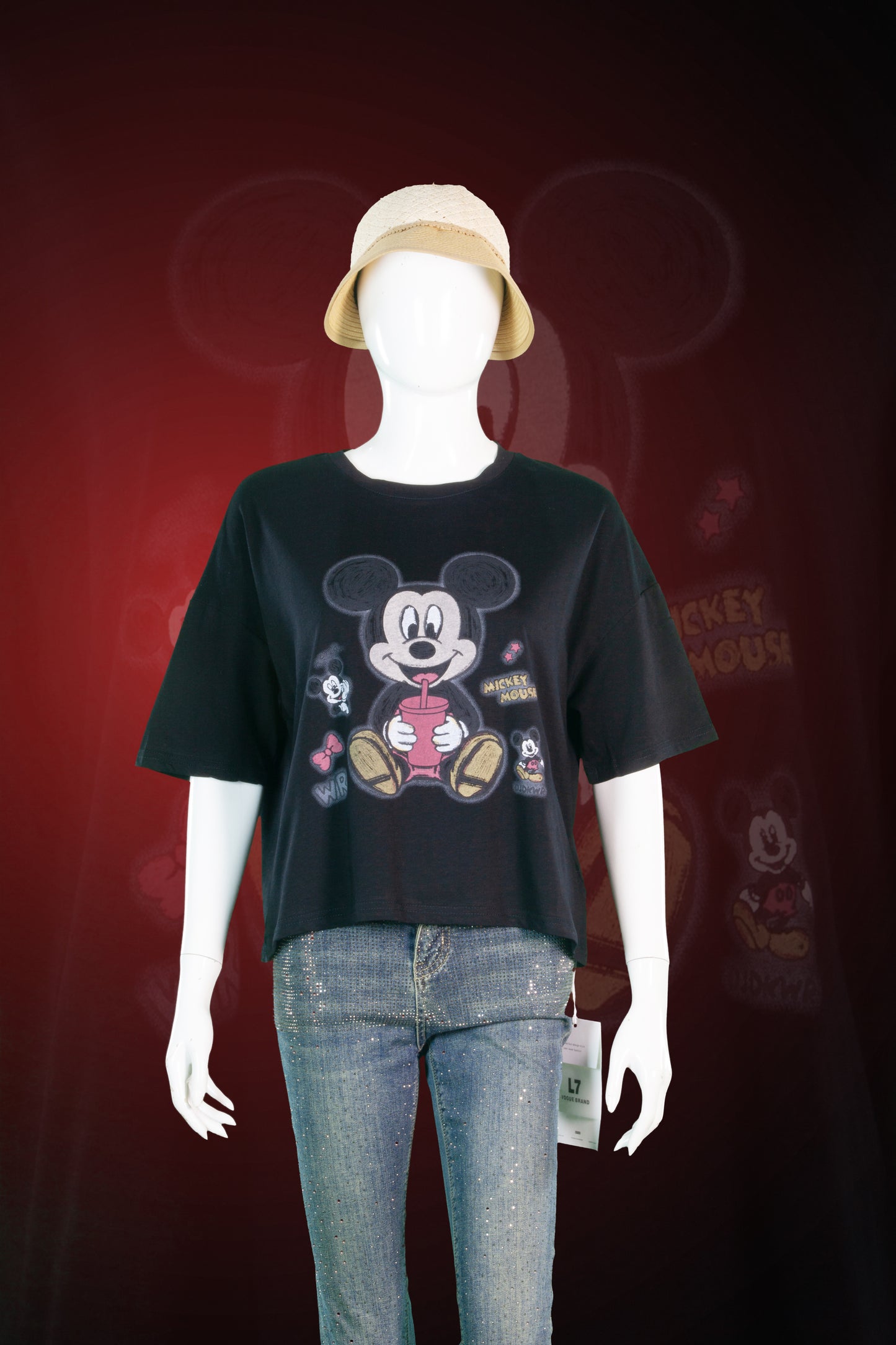 T-Shit Crop Motif Mickey Picnic