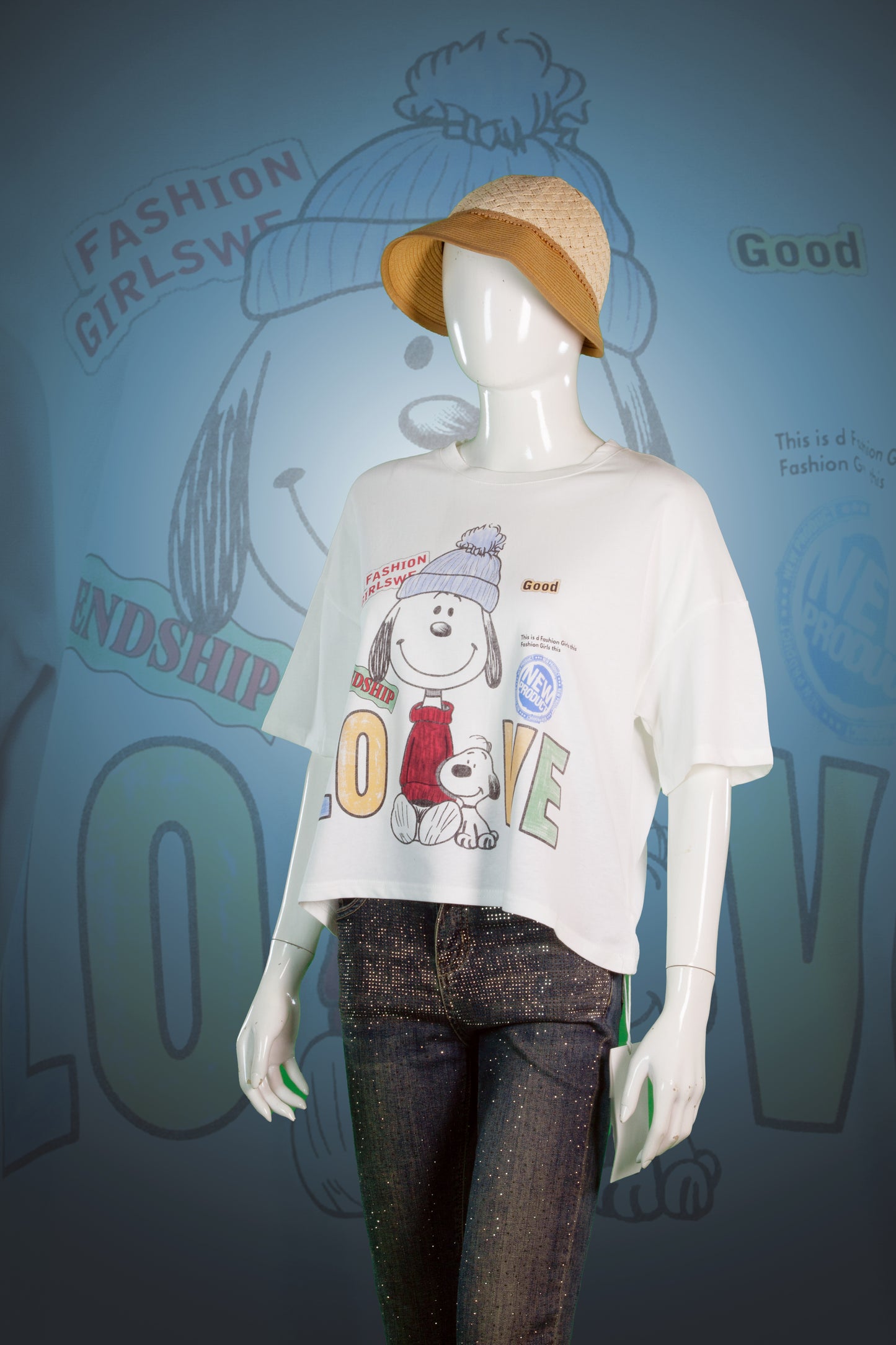 T-Shirt Crop Motif Snoopy Love