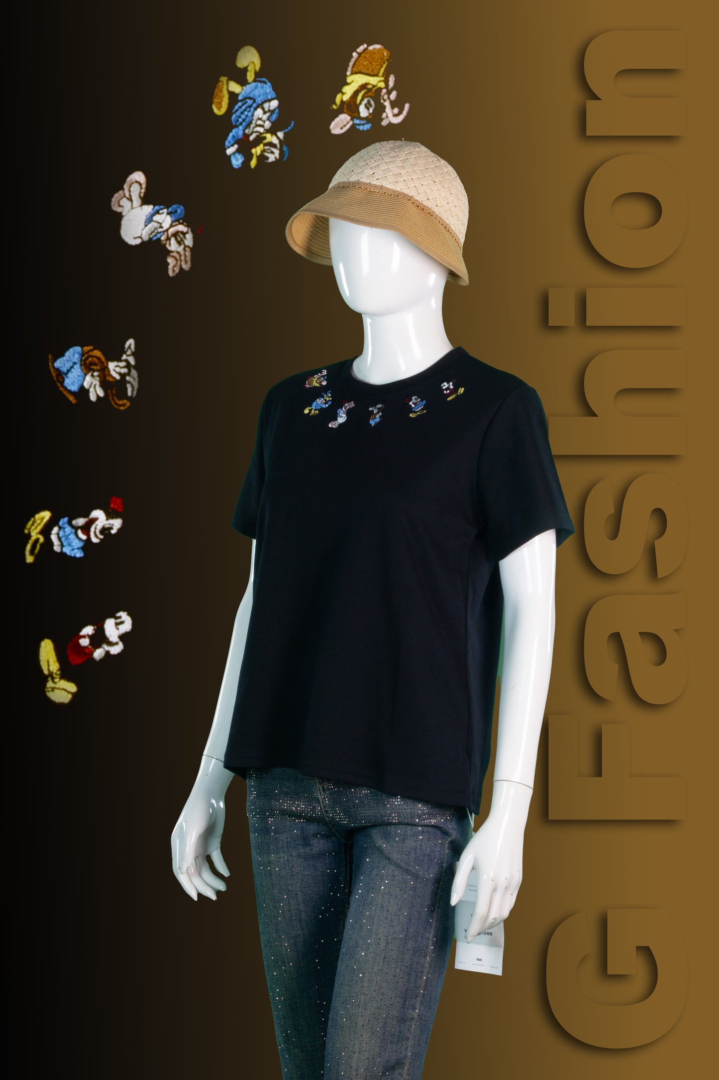 T-Shirt Crop Motif Disney Friends Lingkar