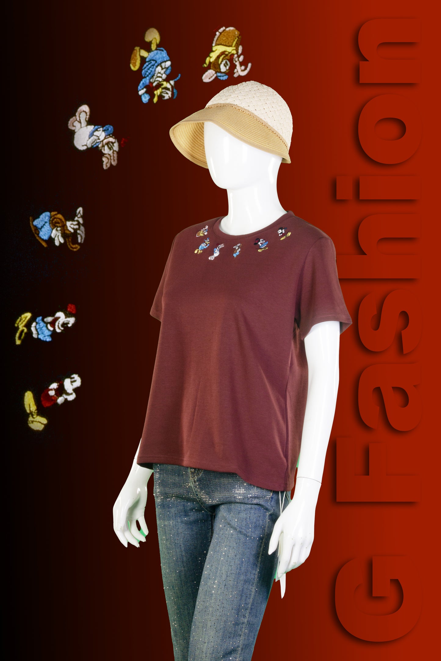 T-Shirt Crop Motif Disney Friends Lingkar