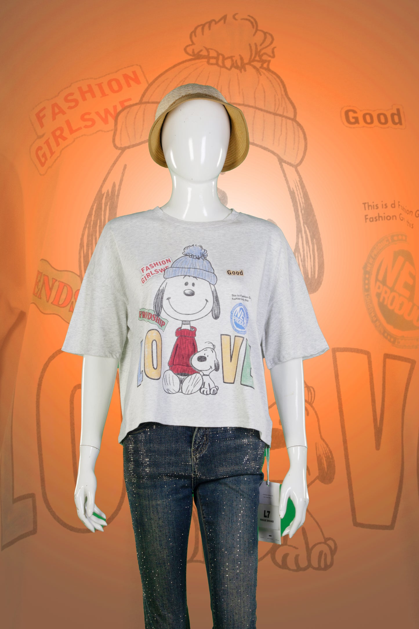 T-Shirt Crop Motif Snoopy Love