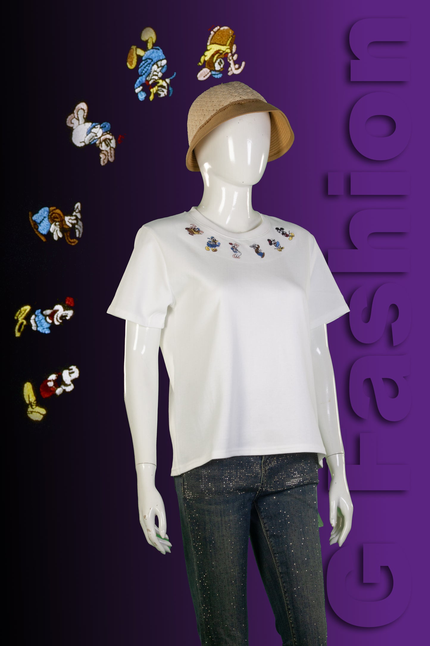 T-Shirt Crop Motif Disney Friends Lingkar