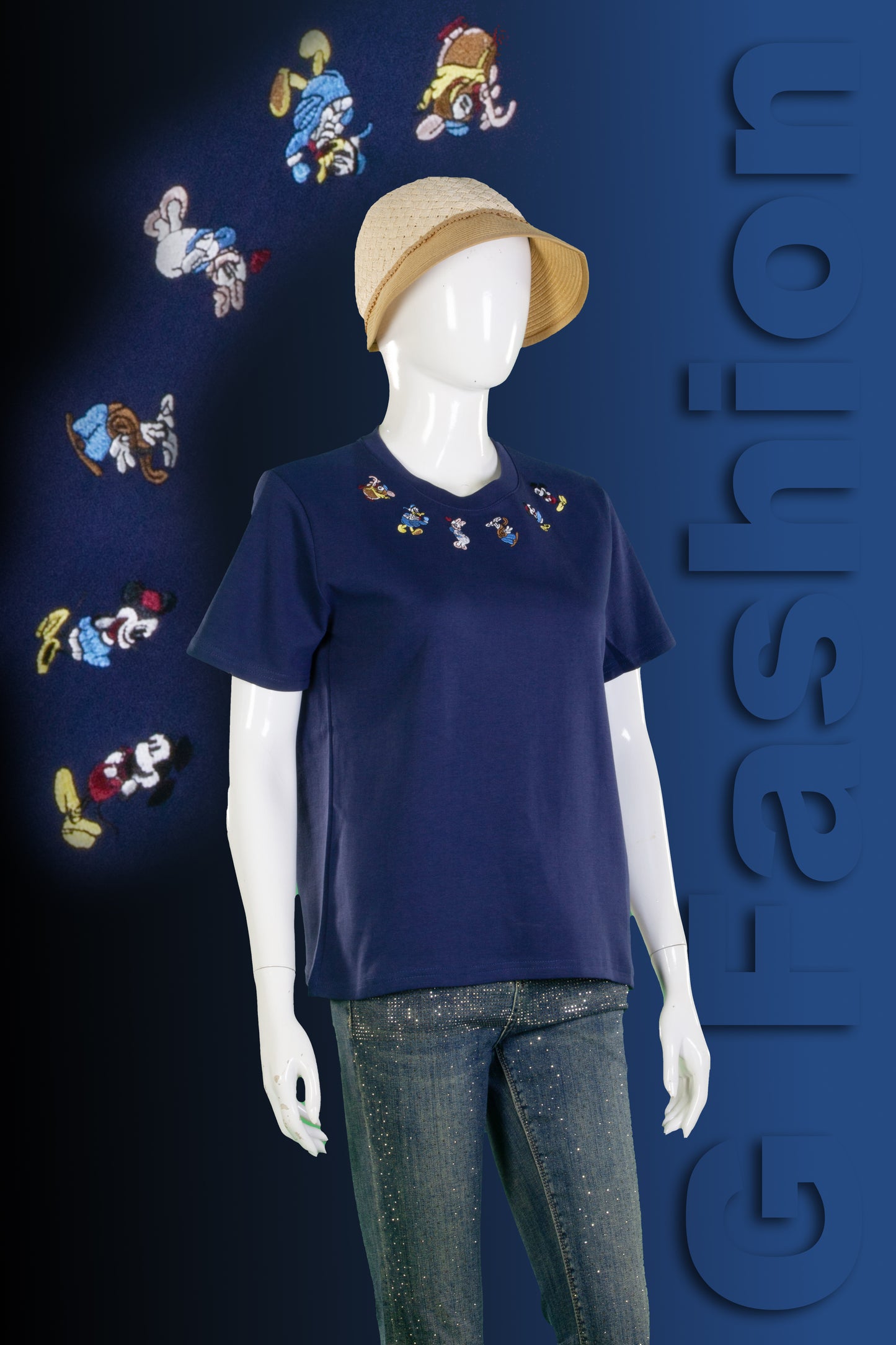 T-Shirt Crop Motif Disney Friends Lingkar